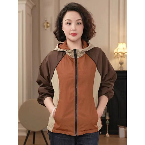 時尚拼接撞色雙面穿外套春秋季2025新款寬鬆休閒連帽拉鍊開衫上衣