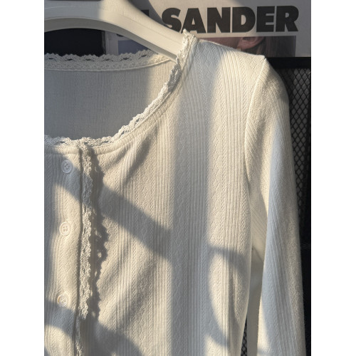 秋季蕾絲花邊長袖T恤女夏季新款修身顯瘦內搭打底衫短款外套上衣