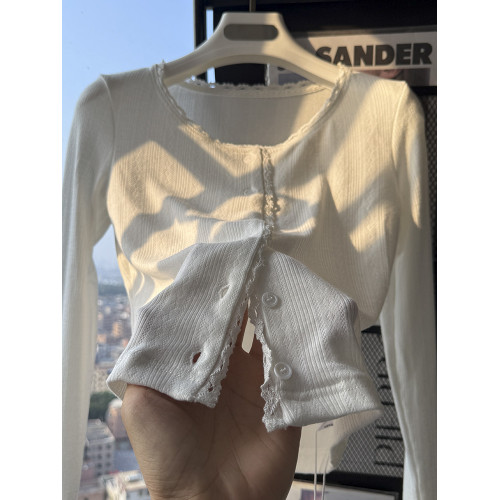 秋季蕾絲花邊長袖T恤女夏季新款修身顯瘦內搭打底衫短款外套上衣