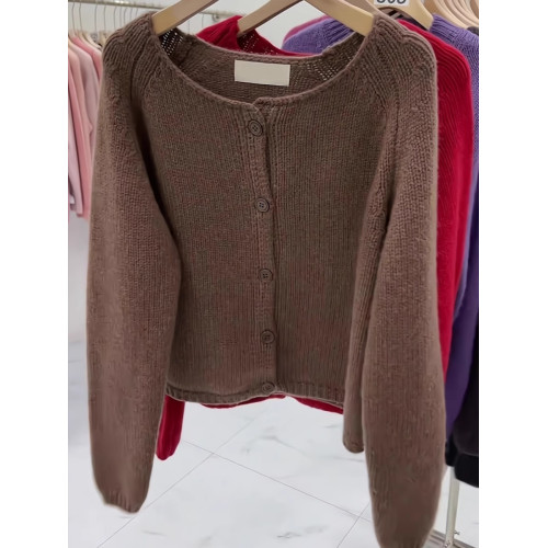 韓系高級感咖啡色針織開衫女秋冬季浙江桐鄕濮院毛衣外套長袖上衣