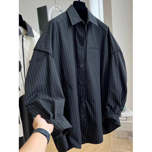 長袖襯衫女2026春秋新款胖妹妹設計感小衆獨特別致條紋上衣高級感