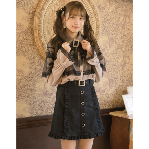 鬥篷襯衫長袖蕾絲顯瘦黑色不掉色披肩1131罩紗襯衫。