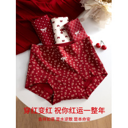 頂瓜瓜紅色A類嬰兒棉內褲女10A抑菌不夾臀2026本命年純棉平角短褲