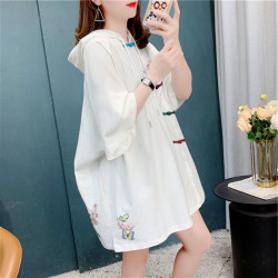 專櫃商場撤廻國際大牌剪標餘單女裝中長款連帽短袖t恤上衣潮