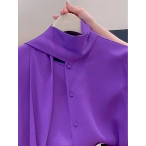 法式高級感設計感系帶襯衫女2025新款時尚大氣顯瘦百搭長袖襯衣潮