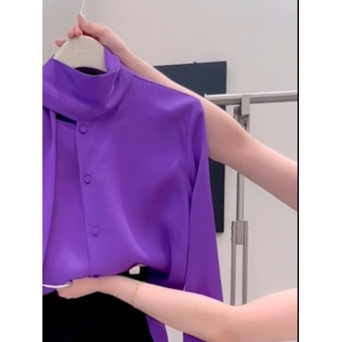 法式高級感設計感系帶襯衫女2025新款時尚大氣顯瘦百搭長袖襯衣潮