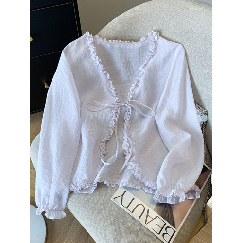 廣州十三行爆款女裝高級木耳邊開衫防曬衣夏季長袖輕薄披肩短外套