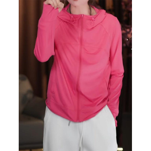 2025夏季新款綠色舒適冰涼感長袖防曬衣減齡洋氣拉鍊防曬服外套女