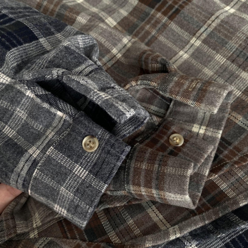 72296秋季新洋氣簡約大氣撞色格紋襯衫女寬鬆慵懶磨毛棉上衣外套