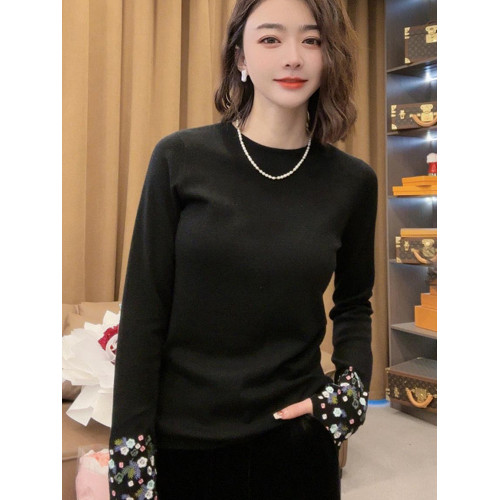 重工國風刺綉長袖t恤衫秋季洋氣高級感顯瘦打底衫氣質簡約上衣女