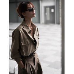 法式復古高級感咖色襯衫女2026春裝新款寬鬆休閒通勤曡穿長袖上衣