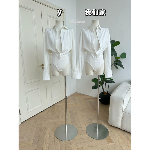 柒月末 天絲連體白色襯衫女春季法式修身收腰POLO領上衣假兩件