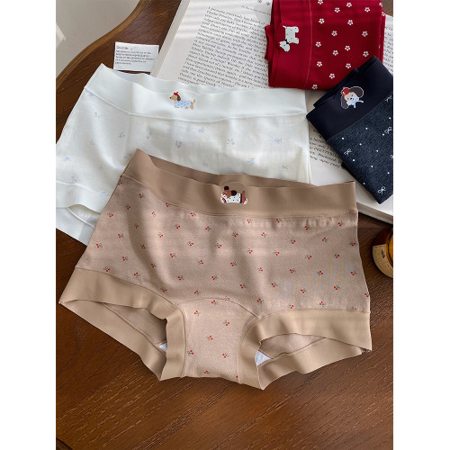 微內薇紅色臘腸狗內褲女純棉抑菌加長襠本命年甜美透氣大碼平角褲