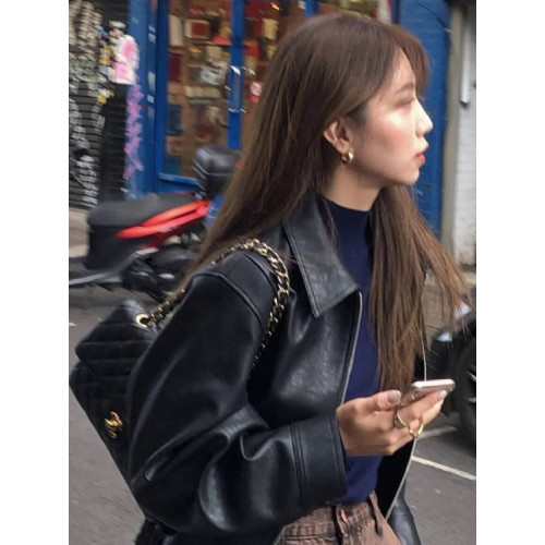 短款黑色皮衣外套女2025年春秋新款酷颯風小個子爆款機車氣質復古