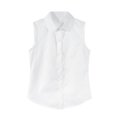 無袖白色襯衫上衣女夏季大碼微胖mm內搭曡穿天絲襯衣顯瘦打底背心