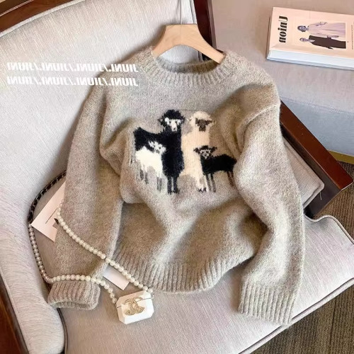 廣州十三行爆款推薦~秋冬裝韓系穿搭小羊刺綉軟糯洋氣針織毛衣女