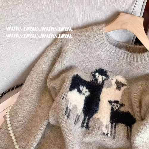 廣州十三行爆款推薦~秋冬裝韓系穿搭小羊刺綉軟糯洋氣針織毛衣女