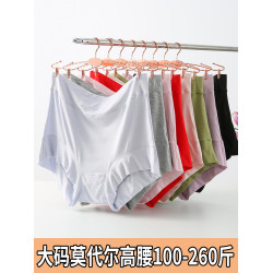 3條裝莫代爾內褲女大碼高腰胖mm200斤加肥加大平角紅色本命年媽媽