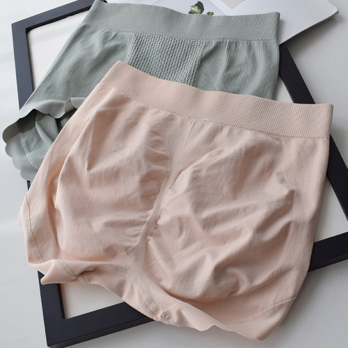 貝萊婭2758中腰包臀提臀平角褲無痕邊無縫內褲女蠶絲內襠三角褲