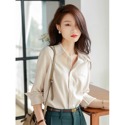 軟糯加厚磨毛襯衫女春秋2025新款長袖上衣曡穿內搭打底襯衣外套冬