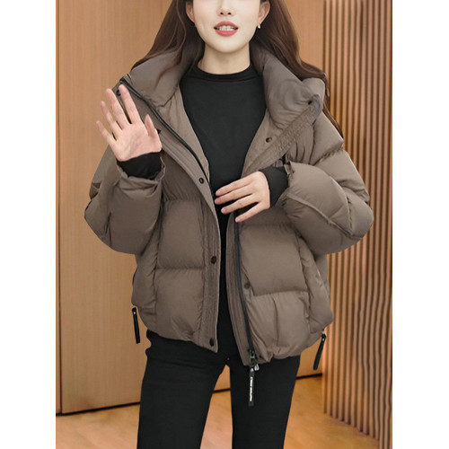 短款棉服女2024年新款春季小個子連帽寬鬆百搭加厚保暖麵包服外套