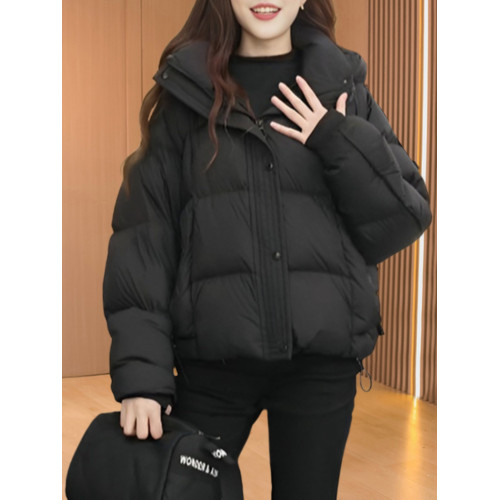 短款棉服女2024年新款春季小個子連帽寬鬆百搭加厚保暖麵包服外套