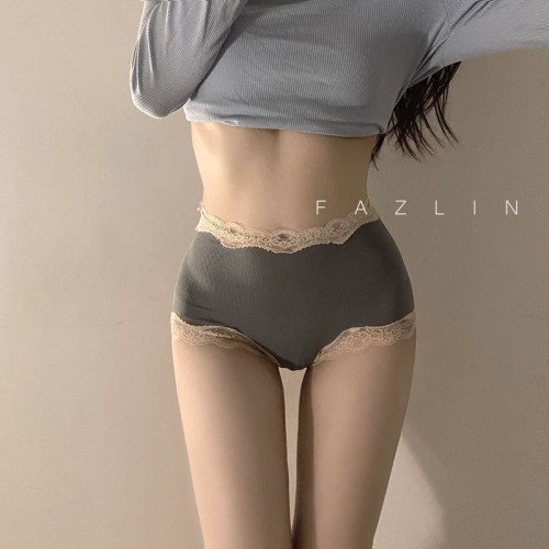 復古高腰收腹內褲女蕾絲邊包臀透氣棉檔無縫提臀束腰日系三角褲女