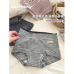 美式條紋平角女士內褲女生女款純棉抑菌襠女式四角褲2026新款短褲