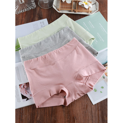 石墨烯抗菌平角純棉內褲少女收腹中腰全棉2025新款四角大碼胖mm