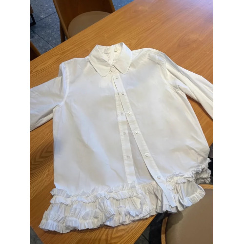 正確版】慵懶甜心 法式宮廷風抽褶木耳邊長袖襯衫女設計感上衣