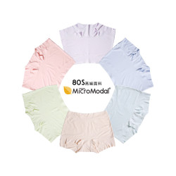 黛絲少女內褲80支莫代爾無痕高腰提臀四角褲抗菌透氣純色女平腳褲
