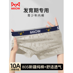 貓人內褲男款青少年發育期學生高中生純棉抗菌透氣男生平角短褲頭