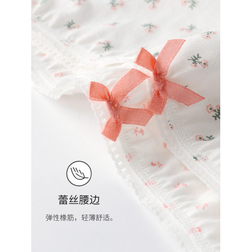 棉文化純棉內褲女100%全棉抗菌少女可愛薄中腰平角四角褲透氣包臀