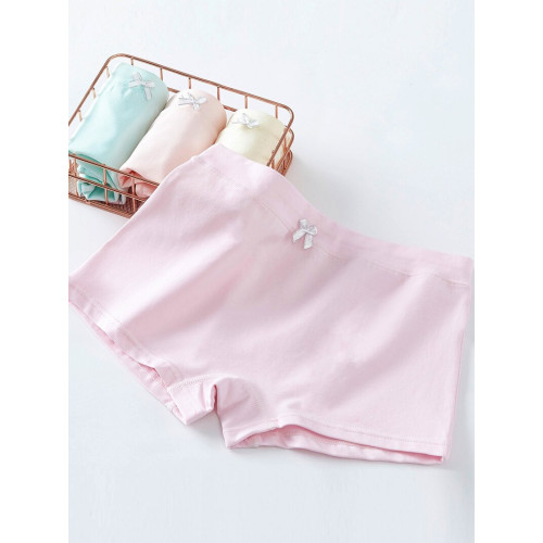 高初中學生內褲女純棉平角透氣純色蝴蝶結中腰女生四角短褲頭薄款