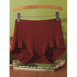 本命年酒紅色內褲女高腰大碼媽媽中年平角褲新年秋冬女款加肥加大