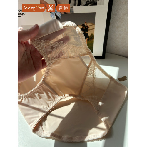 黛青椿極簡輕奢風蕾絲牛奶絲中腰舒適內褲女速乾品牌專櫃秋冬褲衩