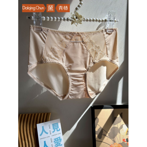 黛青椿極簡輕奢風蕾絲牛奶絲中腰舒適內褲女速乾品牌專櫃秋冬褲衩