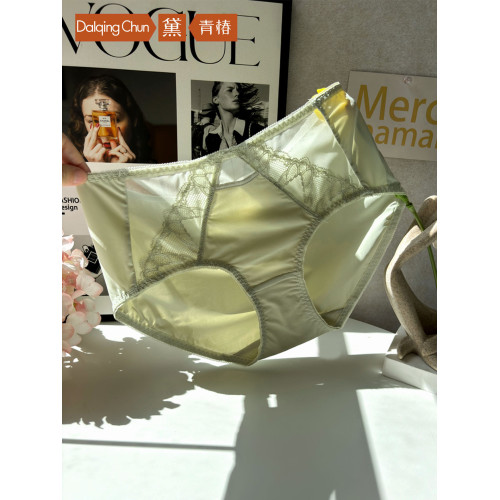 黛青椿極簡輕奢風蕾絲牛奶絲中腰舒適內褲女速乾品牌專櫃秋冬褲衩