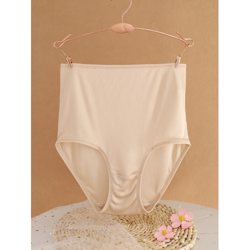 真絲中高腰加厚柔軟內褲女桑蠶絲簡約平角中年透氣無痕包臀舒適