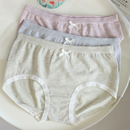 塞德納莫代爾條紋柔軟大彈力無束縛舒適中腰甜美蕾絲邊包臀女內褲 塞德納莫代爾條紋柔軟大彈力無束縛舒適中腰甜美蕾絲邊包臀女內褲