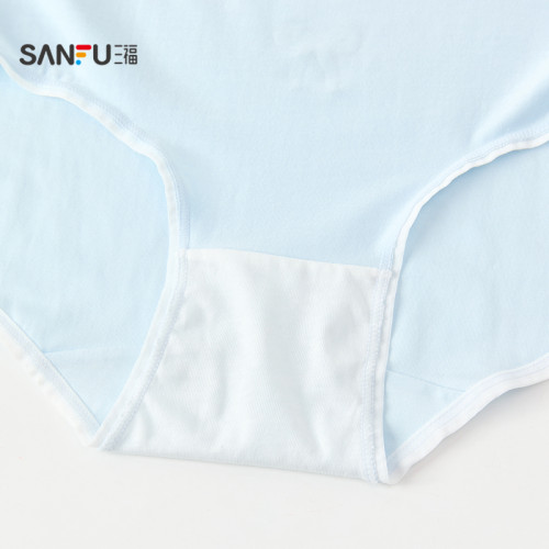 三福薄款透氣低腰包臀內褲女簡約藍色系莫代爾半平角褲499440