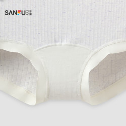 三福【3條裝】女中腰內褲抗菌底襠無痕邊印花平角褲少女淺色底褲