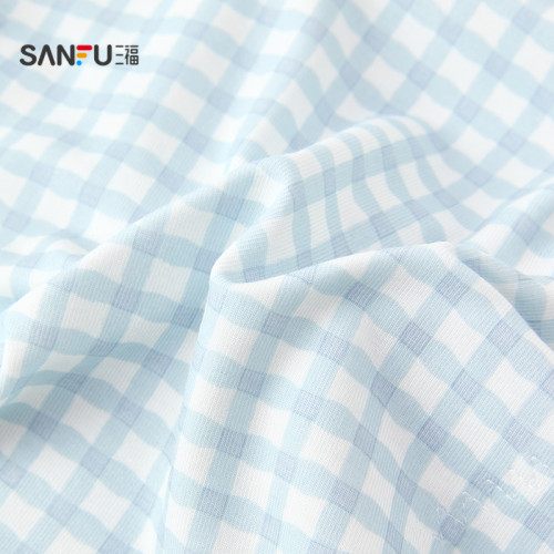 三福女中腰包臀內褲 清新格紋加長加寬襠生理褲半平角褲503532