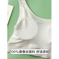 100%桑蠶絲無鋼圈光面內衣前釦簡約大碼無痕哺乳文胸背心式全罩杯
