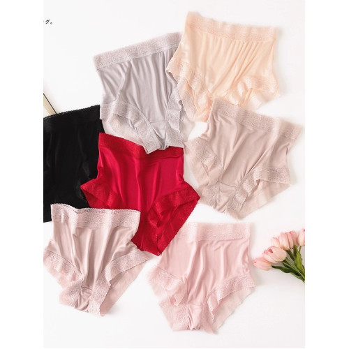 粘纖桑蠶絲混紡針織真絲內褲女透氣舒適抗菌包臀大碼無痕平角內褲