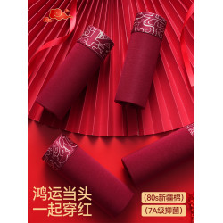 帕蘭朵經典本命年男士內褲男款純棉四角男生大紅色2024新款蛇短褲