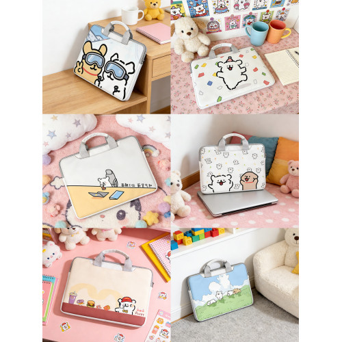 線條小狗筆電手提電腦包單肩斜背適用於蘋果華爲遊戯本15.6英寸