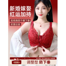 內衣女紅色2026馬年大胸顯小聚攏上托防下垂收副乳調整型大碼文胸