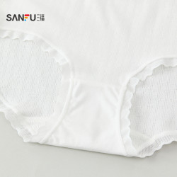 三福女中腰包臀內褲 無印染柔軟舒適透氣棉感半平角褲497781