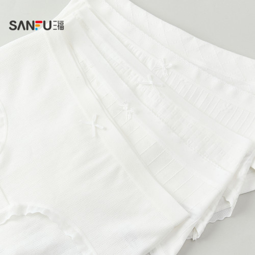 三福女中腰包臀內褲 無印染柔軟舒適透氣棉感半平角褲497781